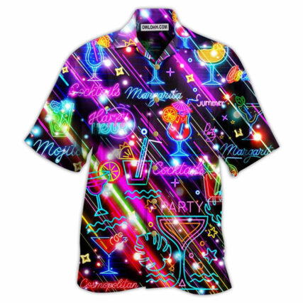Cocktail Happy Hour Neon Style Amazing - Hawaiian Shirt - Owl Ohh - Owl Ohh