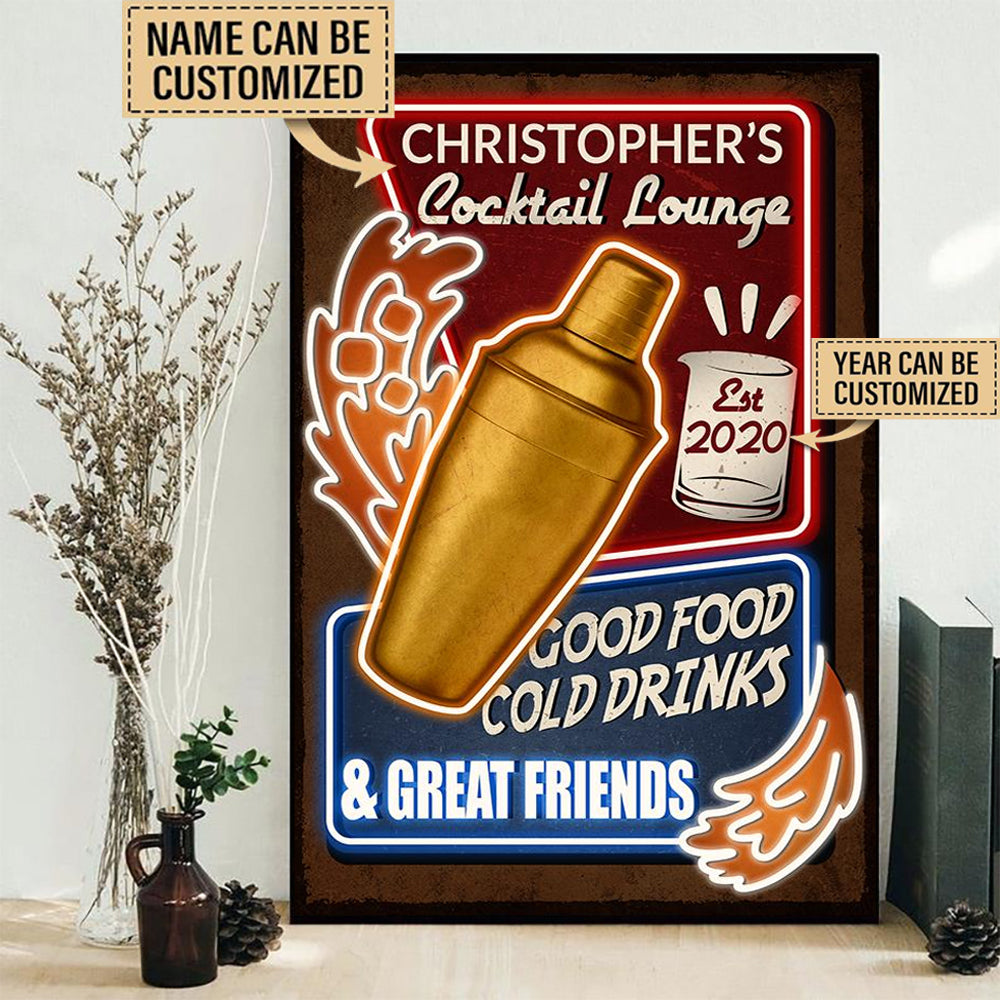 Cocktail Lounge Good Food Personalized - Vertical Poster - Owl Ohh - Owl Ohh