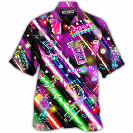 Cocktail Margarita Happy Hour Stunning Neon Style - Hawaiian Shirt - Owl Ohh - Owl Ohh