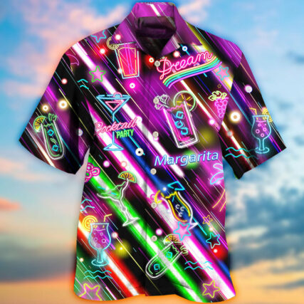 Cocktail Margarita Happy Hour Stunning Neon Style - Hawaiian Shirt - Owl Ohh - Owl Ohh