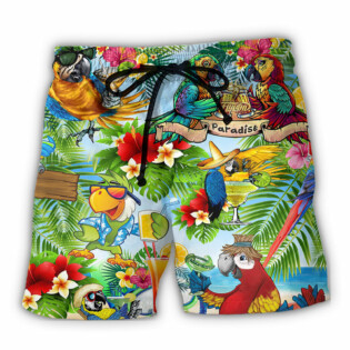 Cocktails It's Five Oclock Somewhere Funny Parrot - Beach Short - Owl Ohh - Owl Ohh