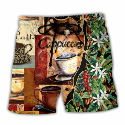 Coffee A Bad Day With Coffee Better Than Colorful - Beach Short - Owl Ohh - Owl Ohh