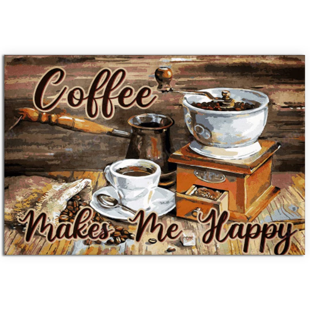 Coffee Makes Me Happy - Horizontal Poster - Owl Ohh - Owl Ohh
