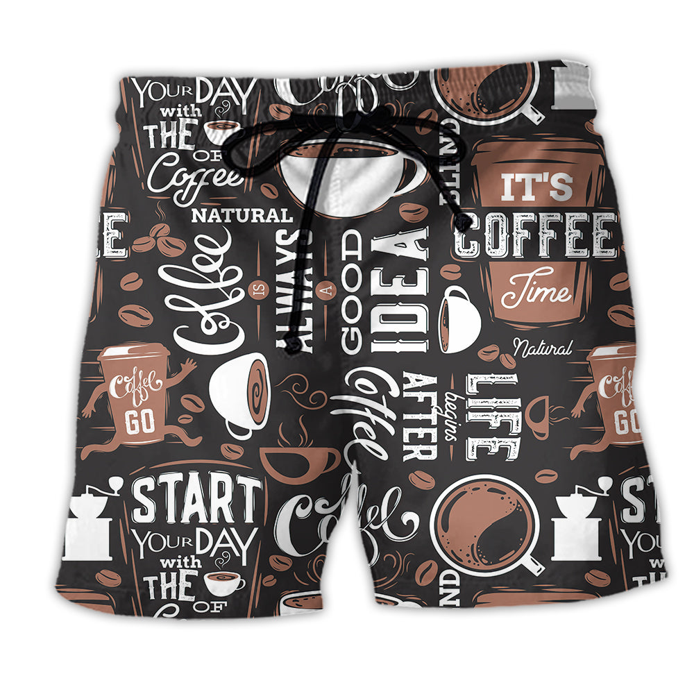 Coffee Start Your Day With The Coffee Good Idea - Beach Short - Owl Ohh - Owl Ohh