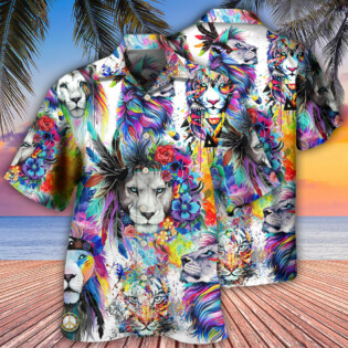 Lion Colorful Painting - Hawaiian Shirt - Owl Ohh - Owl Ohh