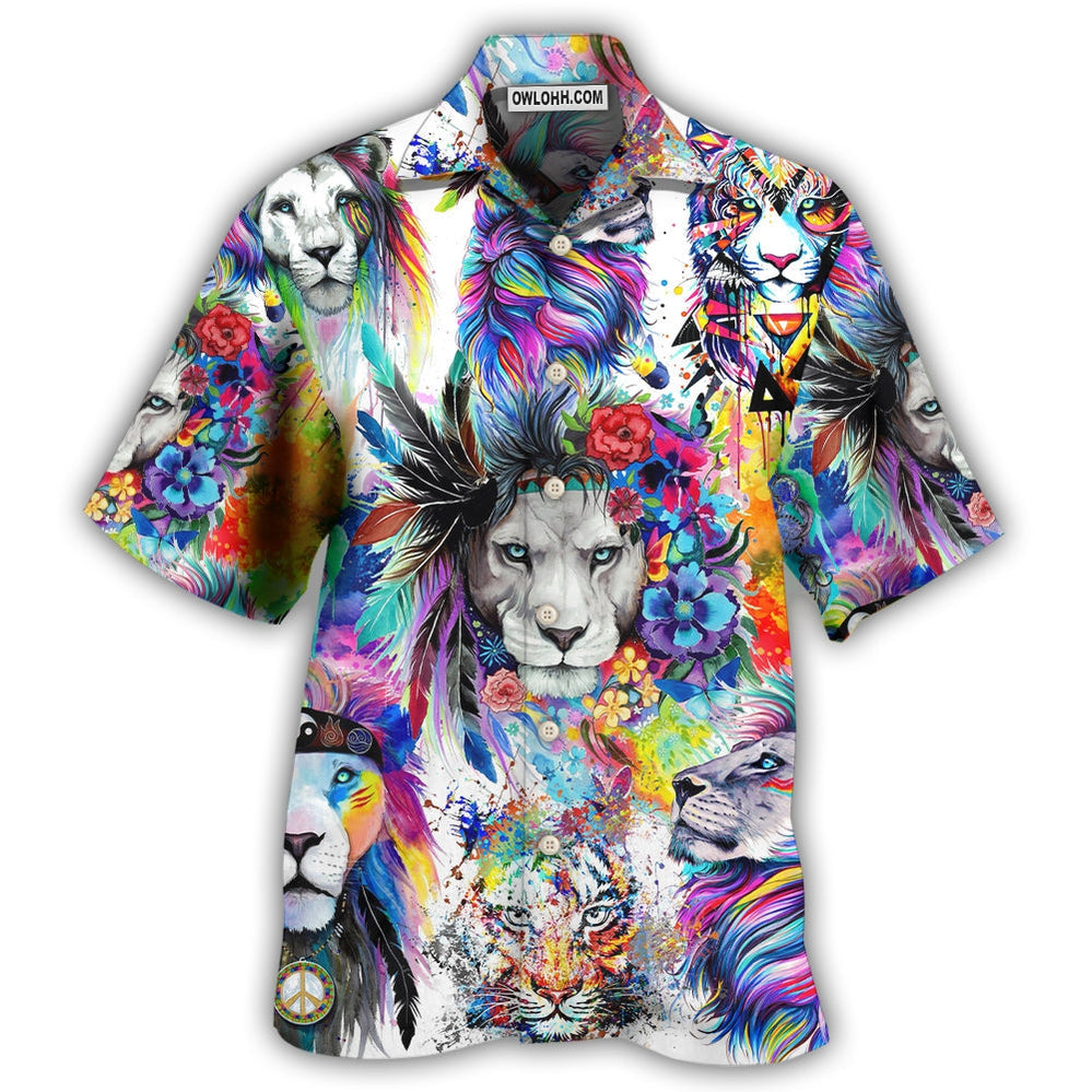 Lion Colorful Painting - Hawaiian Shirt - Owl Ohh - Owl Ohh