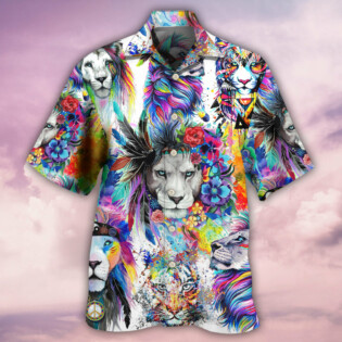 Lion Colorful Painting - Hawaiian Shirt - Owl Ohh - Owl Ohh