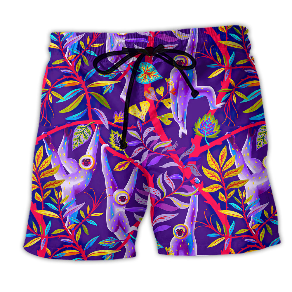 Colorful Monkey Purple Style - Beach Short - Owl Ohh - Owl Ohh