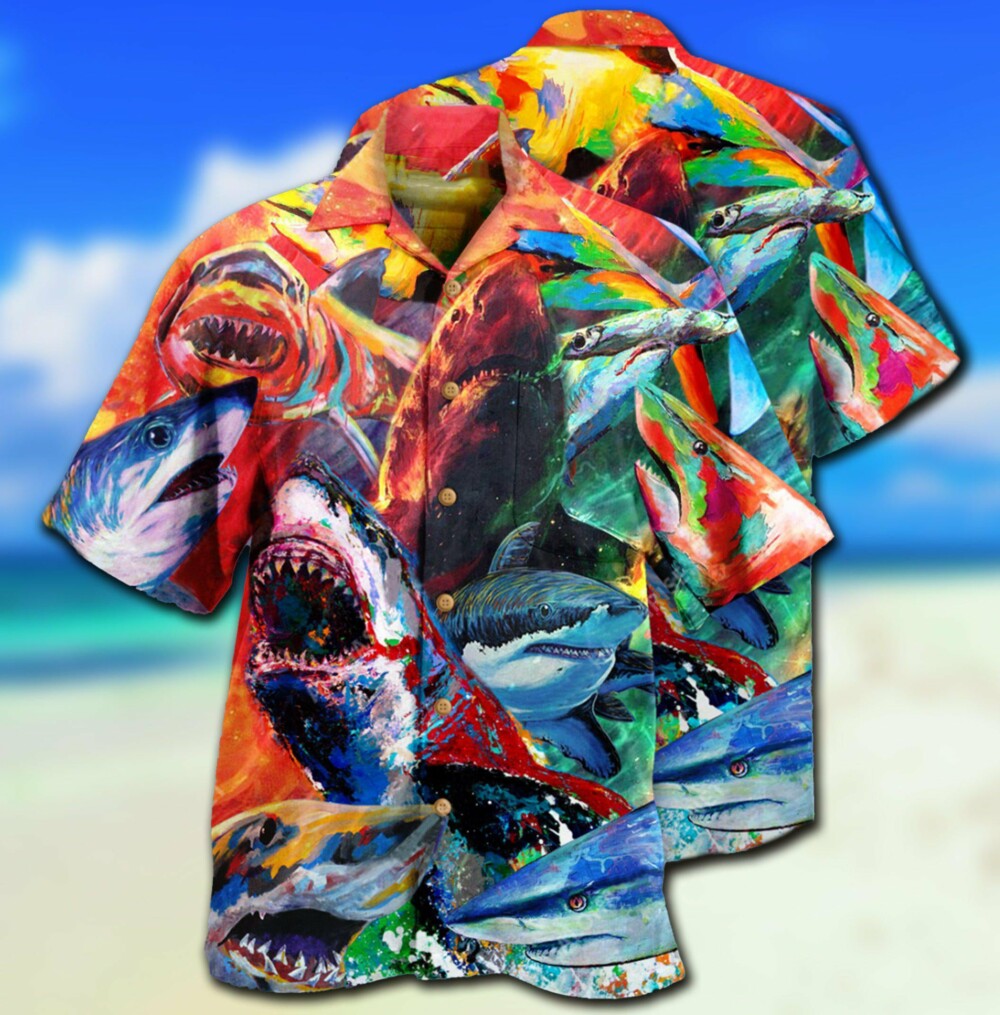 Shark Colorful Just Wanna Have Fun - Hawaiian Shirt - Owl Ohh - Owl Ohh
