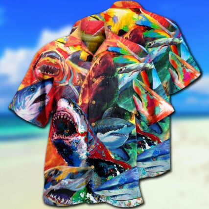 Shark Colorful Just Wanna Have Fun - Hawaiian Shirt - Owl Ohh - Owl Ohh
