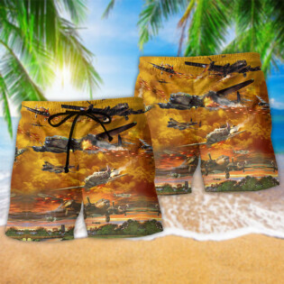 Combat Aircraft Crashing Is What's Dangerous Sunset Sky - Beach Short - Owl Ohh - Owl Ohh