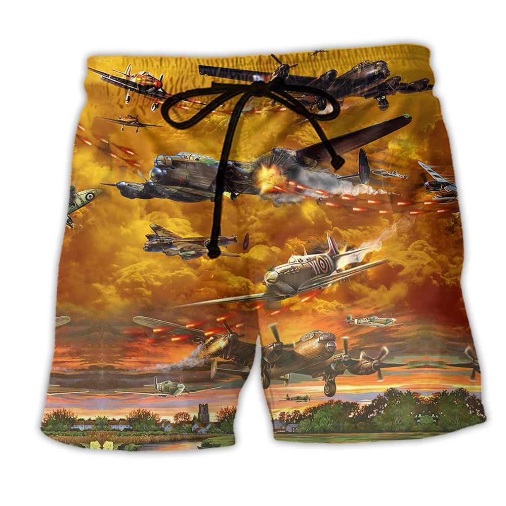 Combat Aircraft Crashing Is What's Dangerous Sunset Sky - Beach Short - Owl Ohh - Owl Ohh