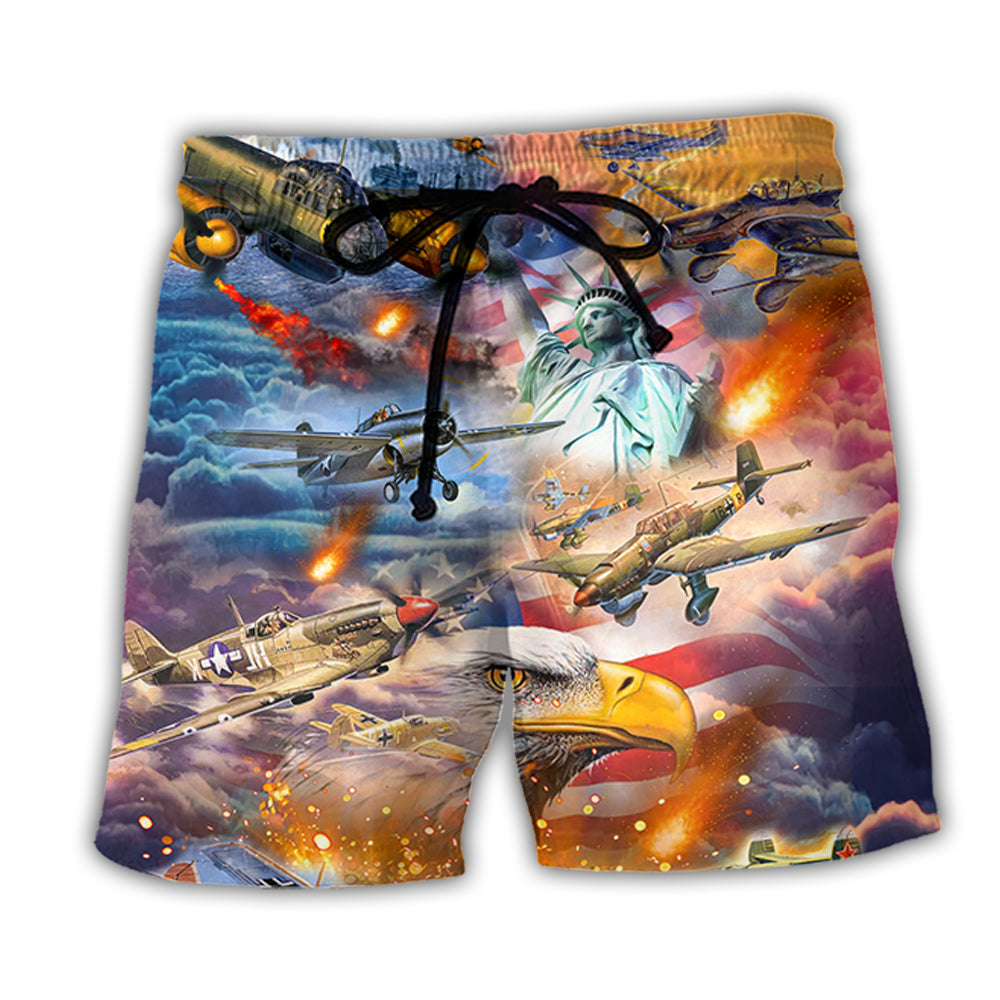 Combat Aircraft Independence Day America - Beach Short - Owl Ohh - Owl Ohh