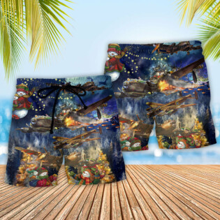 Combat Aircrafts Merry Christmas Awesome - Beach Short - Owl Ohh - Owl Ohh