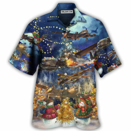 Combat Aircraft Merry Christmas Night - Hawaiian Shirt - Owl Ohh - Owl Ohh