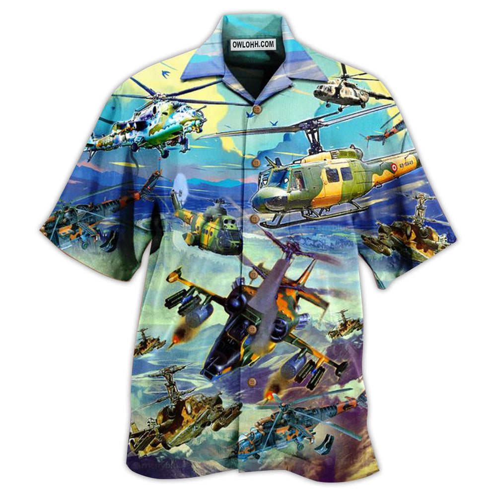 Combat Aircraft Sky Line Blue Style - Hawaiian Shirt - Owl Ohh - Owl Ohh
