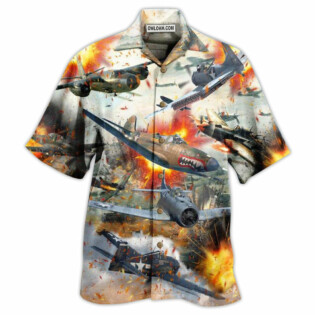 Combat Aircraft Fire War - Hawaiian Shirt - Owl Ohh - Owl Ohh