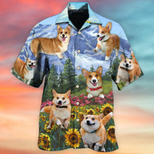 Corgi Loves Flower Garden - Hawaiian Shirt - Owl Ohh - Owl Ohh
