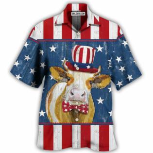 Cow Independence Day Funny - Hawaiian Shirt - Owl Ohh - Owl Ohh
