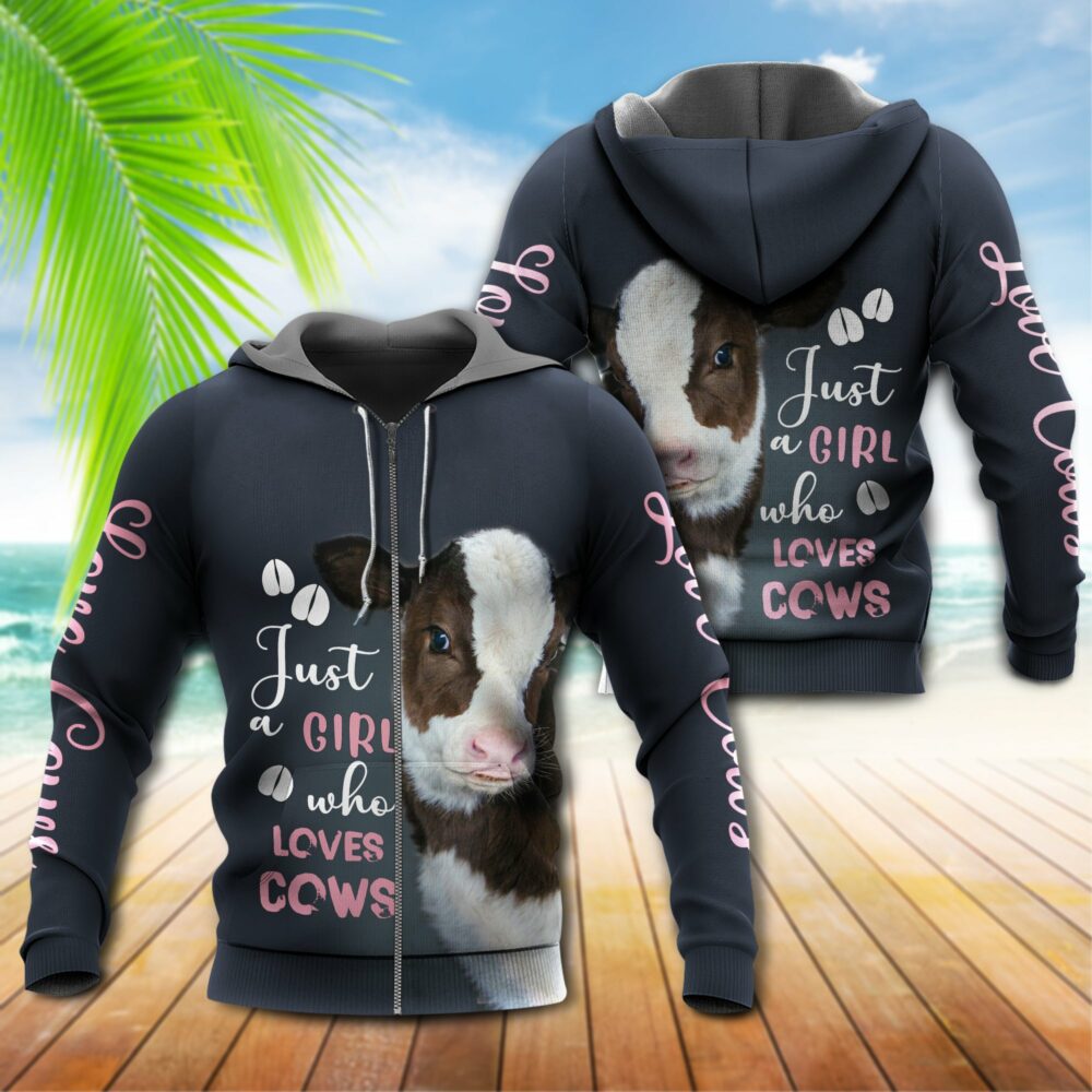 Cow Just A Girl Who Loves Cows - Hoodie - Owl Ohh - Owl Ohh