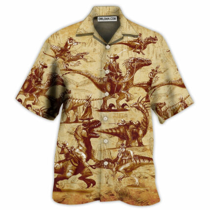 Cowboy Dinosaur Love Life Love Cool - Hawaiian Shirt - Owl Ohh - Owl Ohh