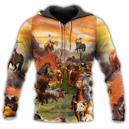 Cowboy Grassland Life Style Near The Mountain - Hoodie - Owl Ohh - Owl Ohh