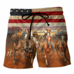 Cowboy Happy On Independence Day - Beach Short - Owl Ohh - Owl Ohh