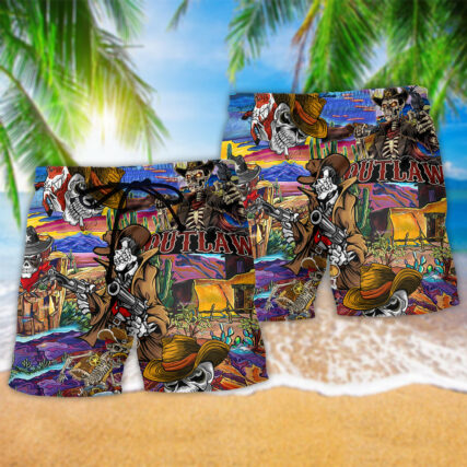 Cowboy Pirates Skull Love Life Colorful - Beach Short - Owl Ohh - Owl Ohh