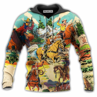 Cowboy Real Men Ride Horses With Peace - Hoodie - Owl Ohh - Owl Ohh
