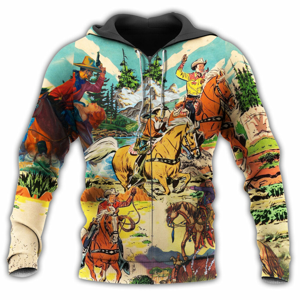 Cowboy Real Men Ride Horses With Peace - Hoodie - Owl Ohh - Owl Ohh