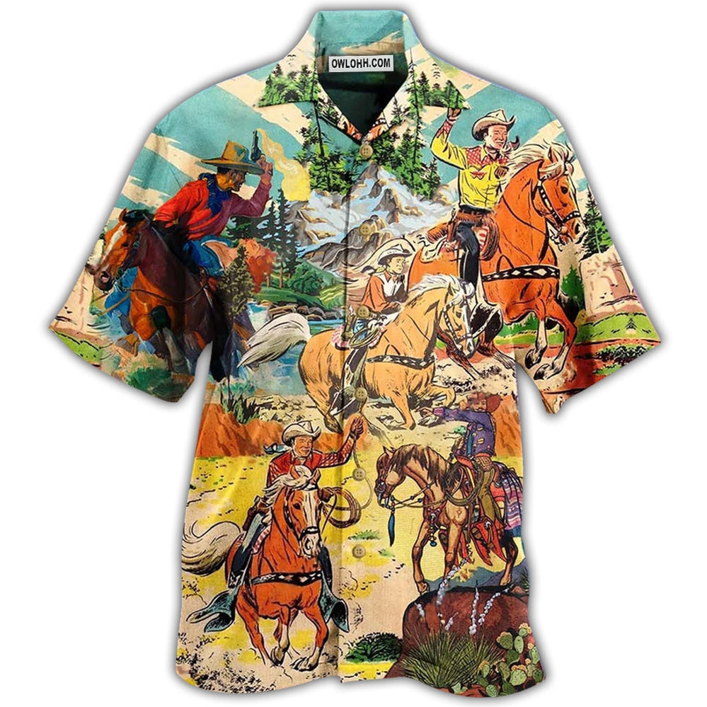 Cowboy Real Men Ride Horses Cool - Hawaiian Shirt - Owl Ohh - Owl Ohh
