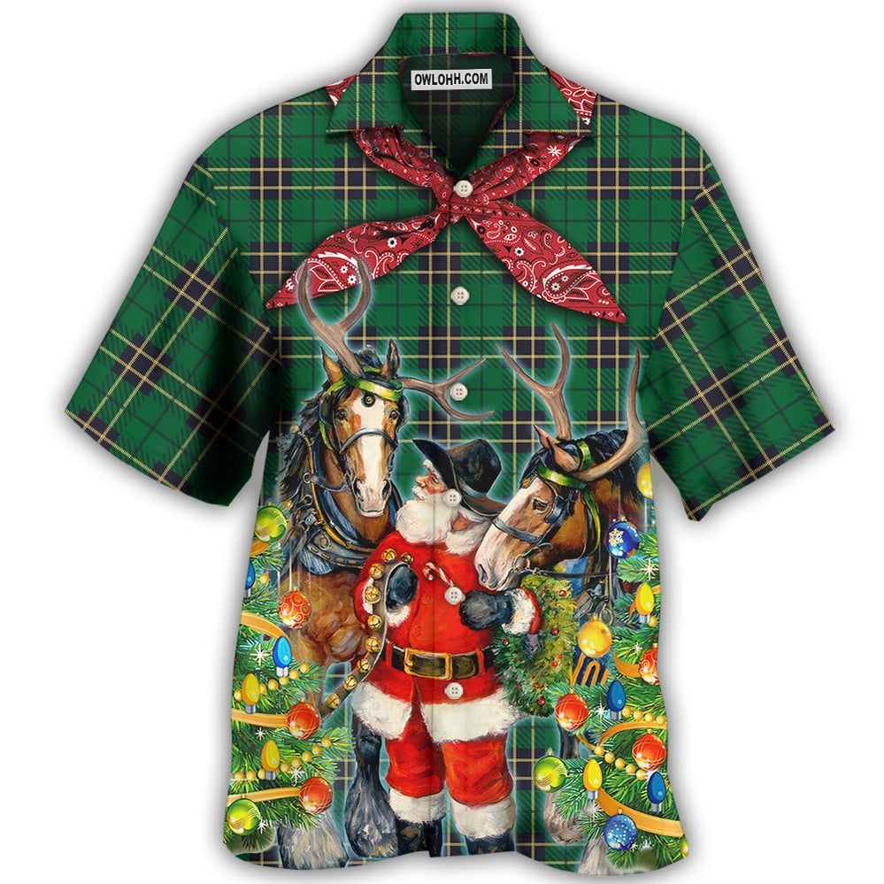 Cowboy Santa Christmas Green - Hawaiian Shirt - Owl Ohh - Owl Ohh