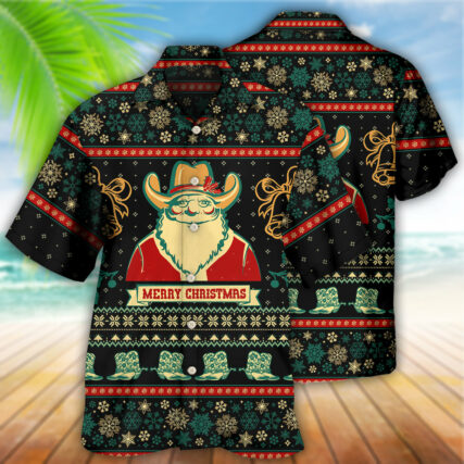 Cowboy Santa Christmas Old Man - Hawaiian Shirt - Owl Ohh - Owl Ohh