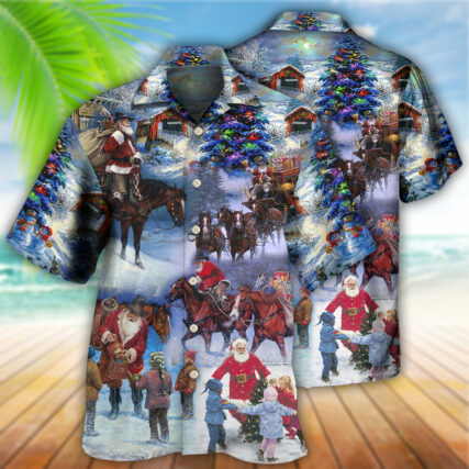 Cowboy Santa Merry Christmas Love Children - Hawaiian Shirt - Owl Ohh - Owl Ohh