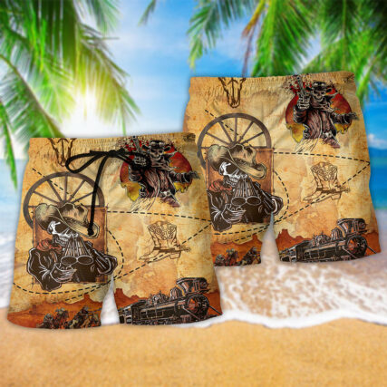 Cowboy Skull Love Life - Beach Short - Owl Ohh - Owl Ohh