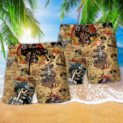 Cowboy Skull Pirates Love Style - Beach Short - Owl Ohh - Owl Ohh