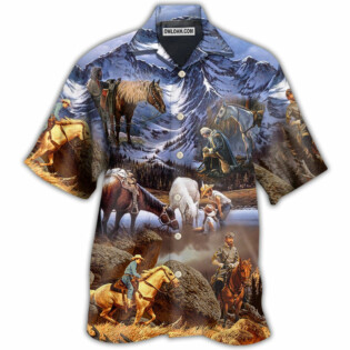 Cowboy Snow Mountain At Sunset - Hawaiian Shirt - Owl Ohh - Owl Ohh