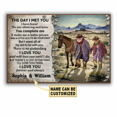 Cowboy The Day I Met You I Love You Personalized - Horizontal Poster - Owl Ohh - Owl Ohh