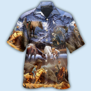 Cowboy Snow Mountain At Sunset - Hawaiian Shirt - Owl Ohh - Owl Ohh