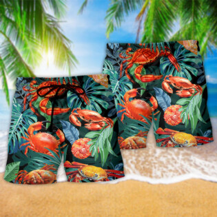 Crab Tropical Leaf Cool Style - Beach Short - Owl Ohh - Owl Ohh