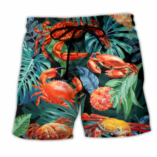 Crab Tropical Leaf Cool Style - Beach Short - Owl Ohh - Owl Ohh