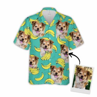 Custom Hawaiian Shirt For Dog Lovers | Personalized Puppy Lovers Gift | Banana Pattern Mint Color Aloha Shirt
