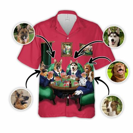 Custom Dog Poker Short-Sleeve Hawaiian Shirt | Personalized Puppy Lovers Gift | Aloha Shirt