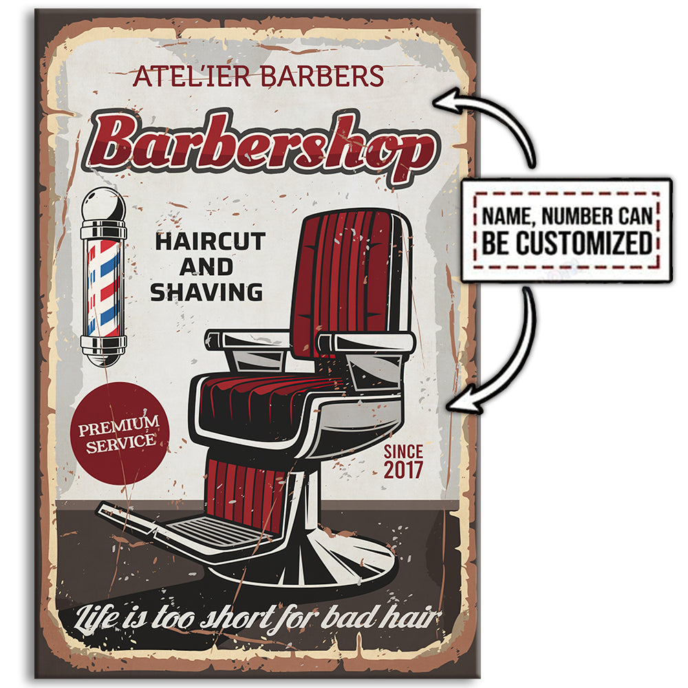 Barber Life Is Too Short For Bad Hair Personalized - Vertical Poster - Owl Ohh - Owl Ohh