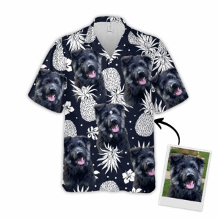 Custom Hawaiian Shirt With Pet Face | Personalized Gift For Pet Lovers | Pineapple Pattern Dark Navy Color Aloha Shirt