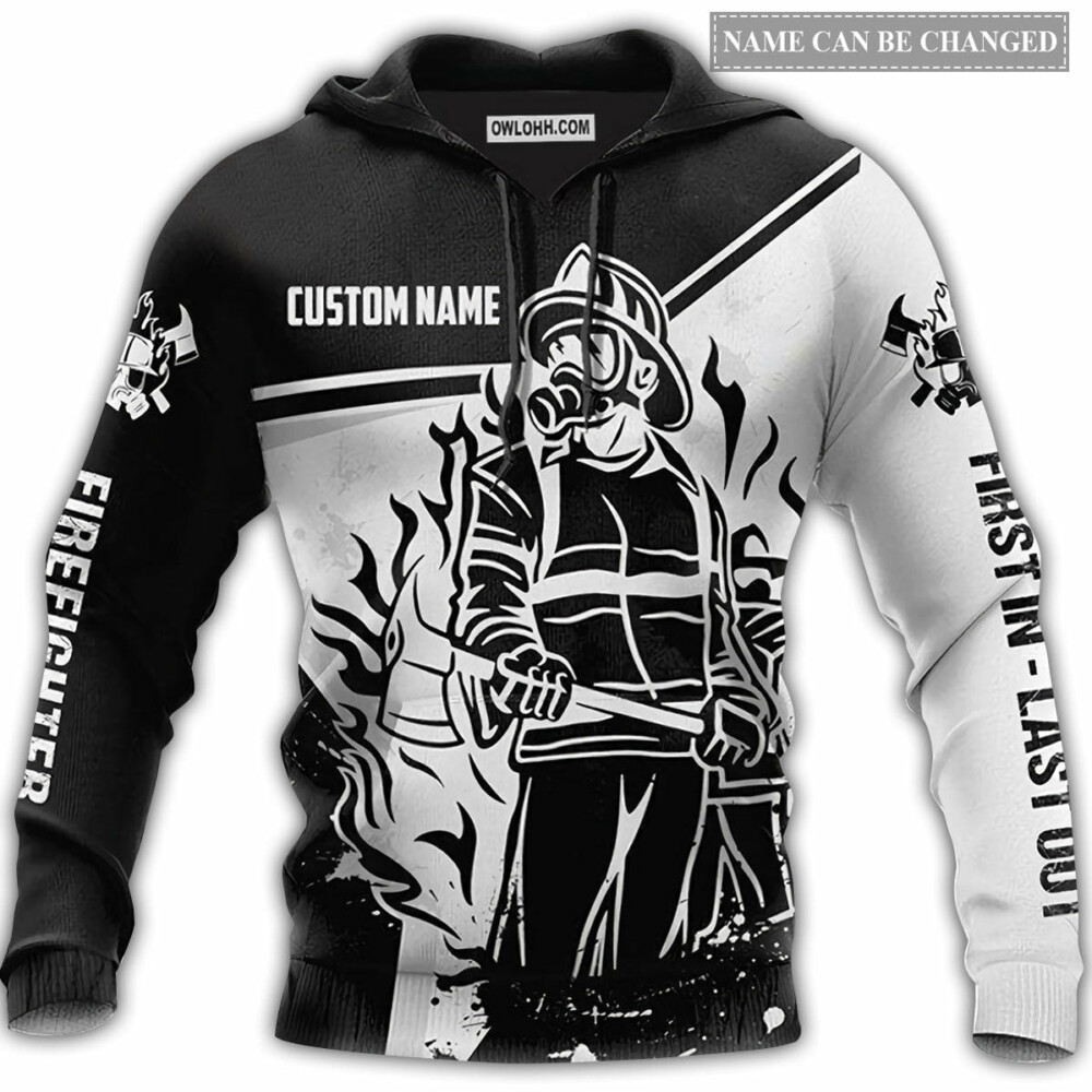 Firefighter Black And White Style Personalized - Hoodie - Owl Ohh - Owl Ohh