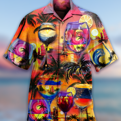 Wine It's Time For Wine And Hawaii - Hawaiian Shirt - Owl Ohh - Owl Ohh