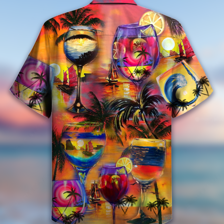 Wine It's Time For Wine And Hawaii - Hawaiian Shirt - Owl Ohh - Owl Ohh