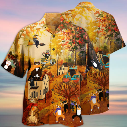 Cat Happy Fall Y'All Cat - Hawaiian Shirt - Owl Ohh - Owl Ohh