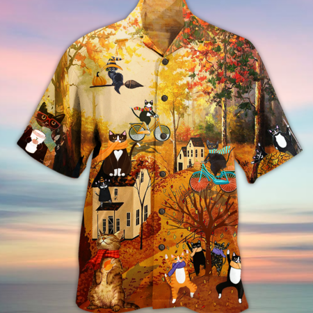 Cat Happy Fall Y'All Cat - Hawaiian Shirt - Owl Ohh - Owl Ohh